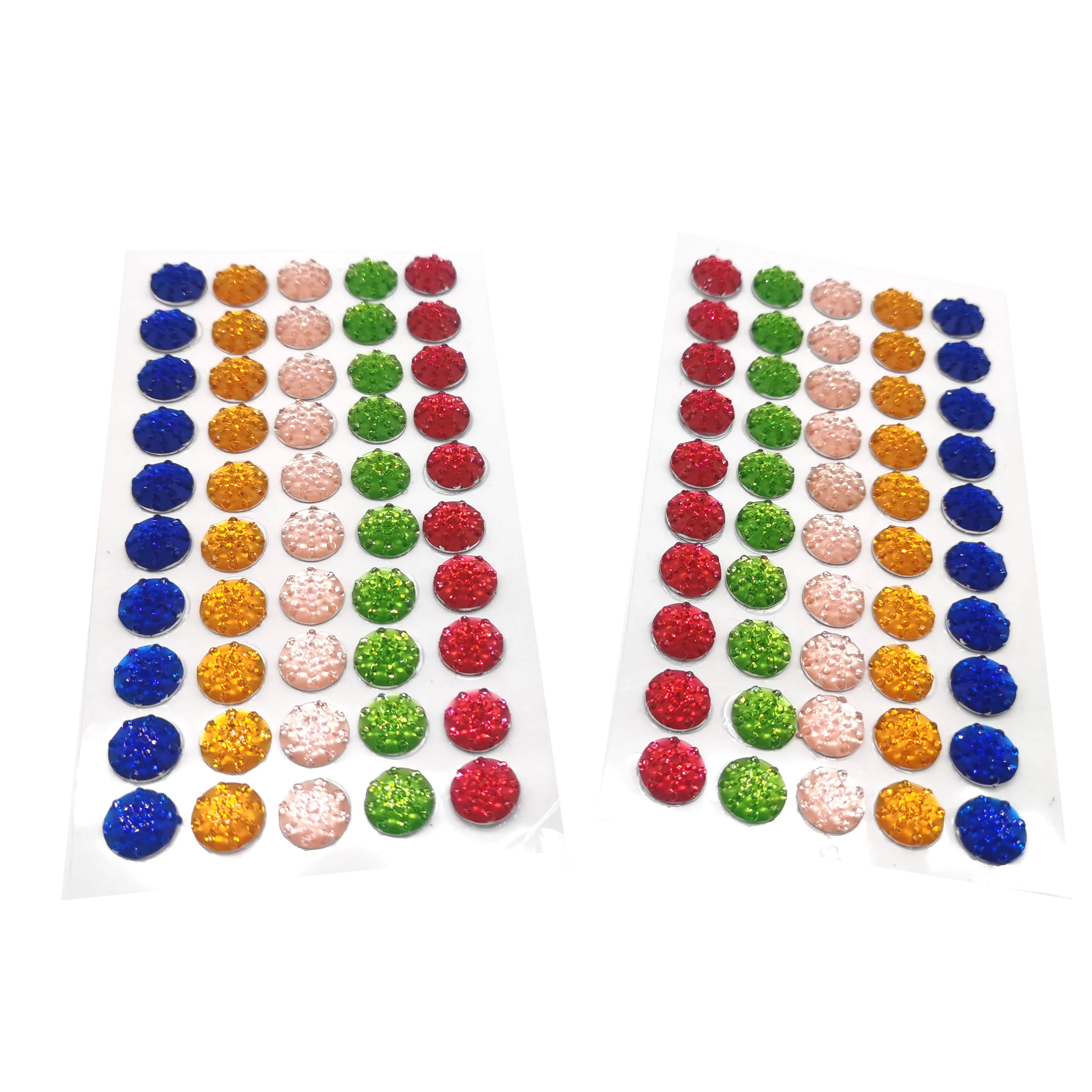 Assorted Color 10mm Self-Adhesive Gem Sticker Sheet Sparkle Encrusted Rhinestone Acrylic Sticker for DIY Crafts
