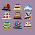 Summer Vintage Handmade Crochet Hat Patterns Foldable Beach Trendy Floral Knitted Sun Cap Bucket Hat