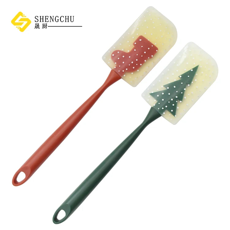 Food Grade Silicone Spatula Set for Kitchen Baking Utensil Easy to Mix Cream/Batter Spatula for Christmas Series Baking Gifts