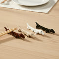 Japanese Style 4 Pieces Ceramic Chopstick Rest Tableware Spoon Fork and Chopstick Rest Stand Cartoon Dog Shape Chopstick Holder