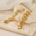 Fashion Waterproof 18k Gold Plated Love Heart Pendent Heart Dangle Titanium Steel Earring