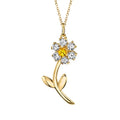 Gemnel Latest Trendy 925 Silver 18k Gold Cubic Zirconia Flower Pendant Necklace Women