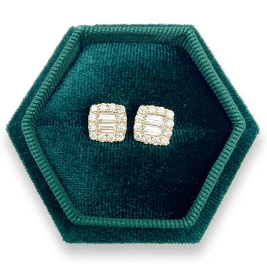 2.44CT Luxury Mens Top D/VVS Moissanite Diamond 14K Solid Gold Stud Earrings for Men