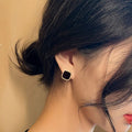 Nabest Stainless Steel Square Stud Earrings Women Rose Gold Plated Hypoallergenic Waterproof Geometric Earrings Jewelry