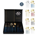 High Quality Stainless Steel Cutlery Gift Box 24 Pcs Set Restaurant Steak Knife and Fork Dessert Spoon Silverware Cutlery Set