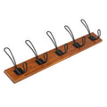 Wholesale Modern Simple Wood Wall Hook for Bathroom Rooms Solid Wood Black Metal 5 Hooks Multifunction Easy Installation Wall