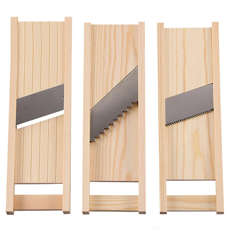 Kitchen Gadgets Vegetables Cutter Stainless Steel Blade Manual Chopper Wooden Potato Cucumber Carrot Slicer Grater