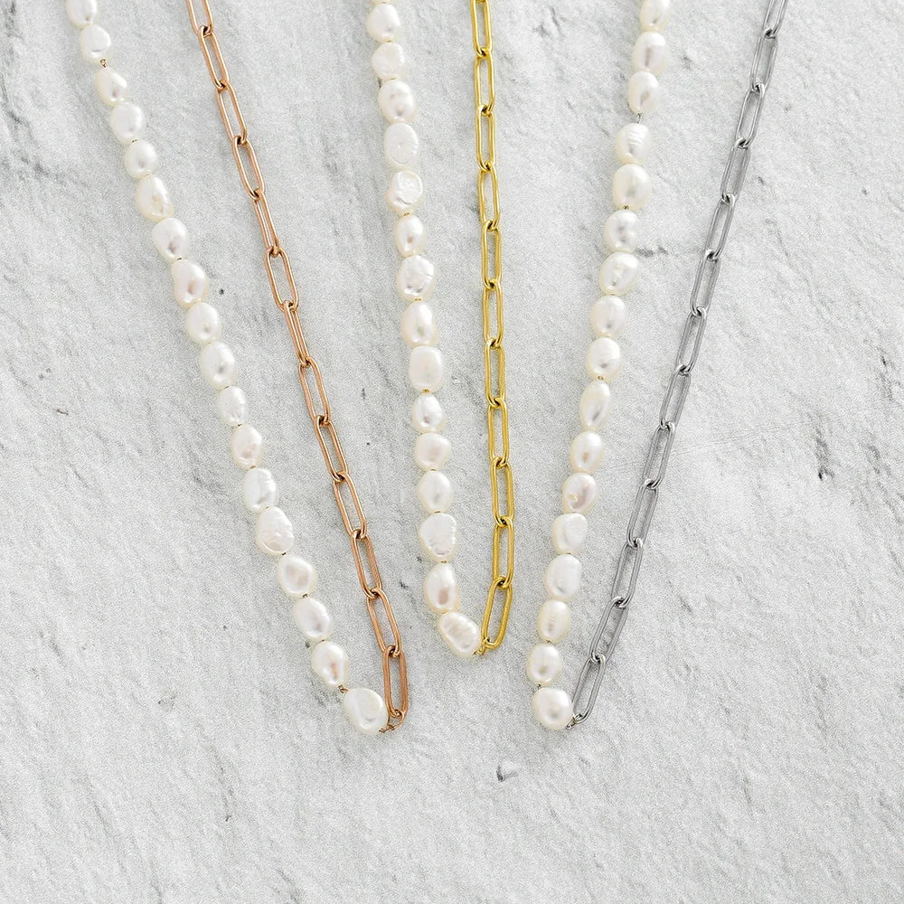 High Quality Aloha Girl Natural Freshwater Pearl Necklace Ocean Jewelry Consistent Box Chain Fashionable Choker Elegant