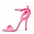 2024 10 cm Comfortable Light Weight Cushioned Women Summer High Top Stiletto Satin Back Bow Party Sandals Height Increasing