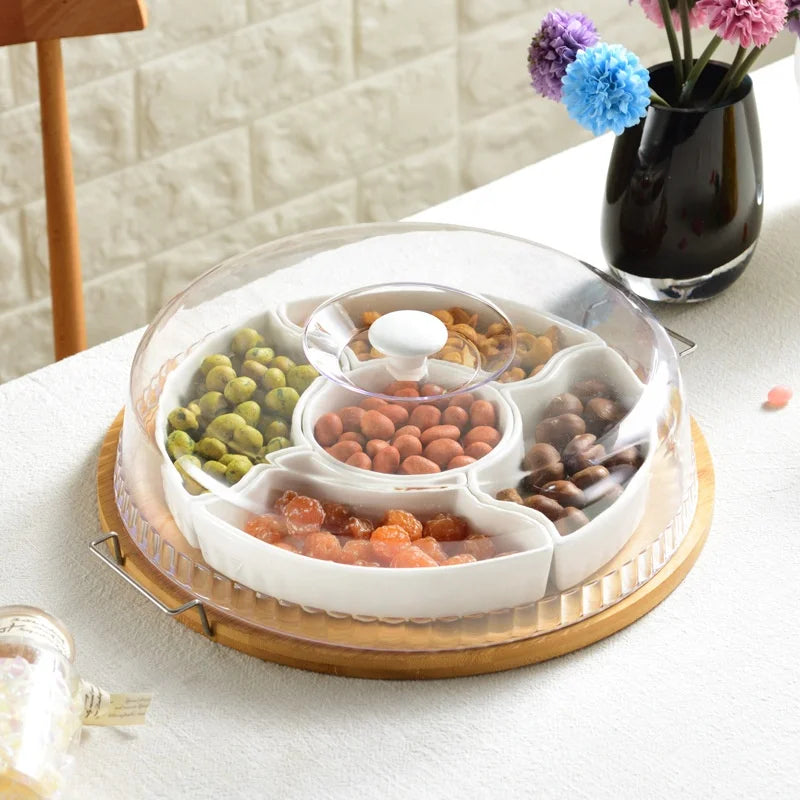 Creative Products Assorted Ceramic Japanese-style Dried Fruit Dessert Plate Divided Grid Plate Fruit Sweet Fruit Snack Plate Tra