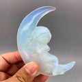 Healing Quartz Crystals Spiritual Stone Folk Crafts Opalite Moon Mermaid Carved Products for Home Decoration