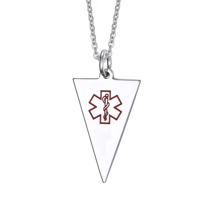 Stainless Steel Silver Plated Link Chain Pendant Necklace for Women Men Unisex Trendy Christian Geometric Design