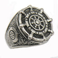 Hip Hop Style Rudder Steering Wheel Seaman Ring Stainless Steel Ring Engraved Ring
