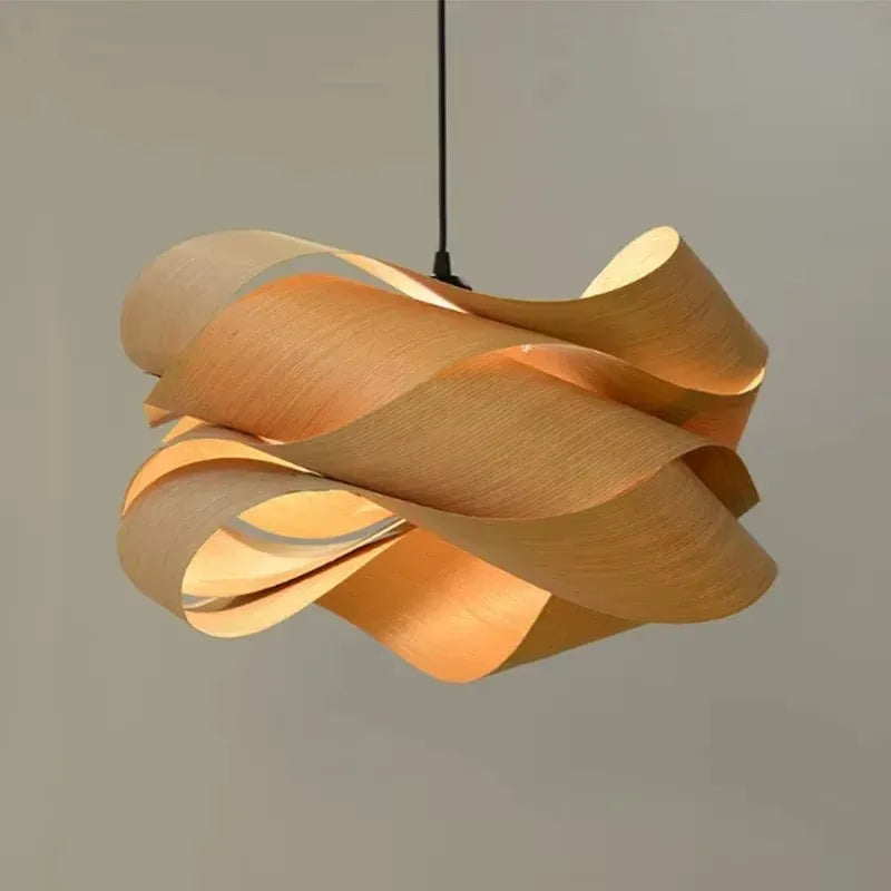 Modern Simple Home Decor Lighting Fixtures Creative Southeast Asian Wooden Skin Pendant Middle for Bedroom Aisle Chandelier