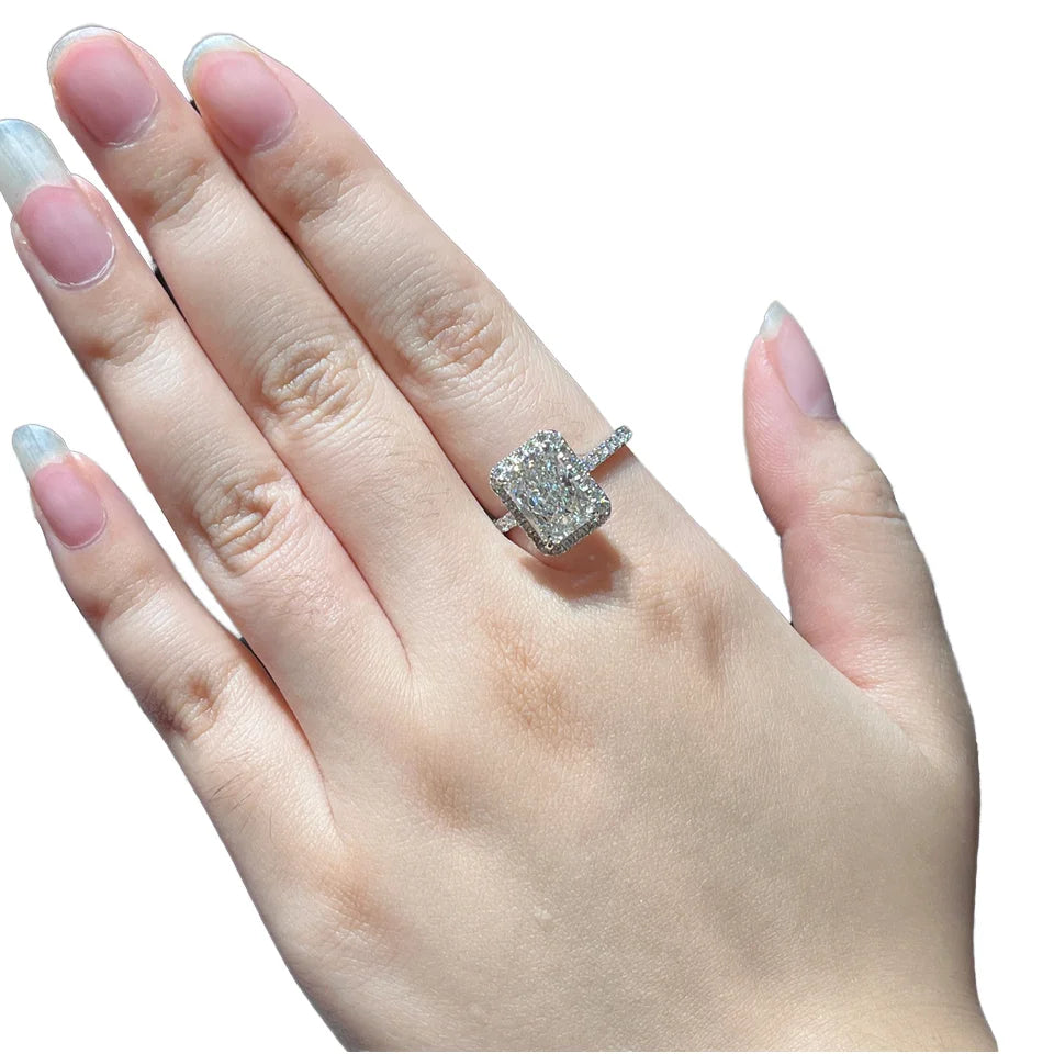 Qinglong Jewelry 1-5ct Lab Grown Filled White Radiant Cut Diamond Classic Unisex Engagement Ring 14K 18K Gold 4 Claw IGI