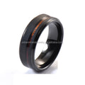 Koa Wood Inlaid Tungsten Wedding Band Men's & Women's Black Matte Finish Comfort Fit Engagement Gift with Step Edges for Parties