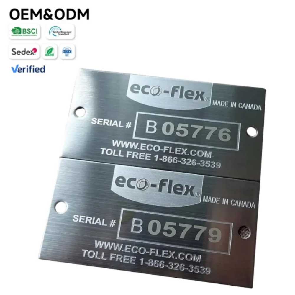 Metal Signs Identification Name Plates Engraving 304 316 Ss logo Brand Aluminium Badge Emblem Etched Stainless Steel Nameplates