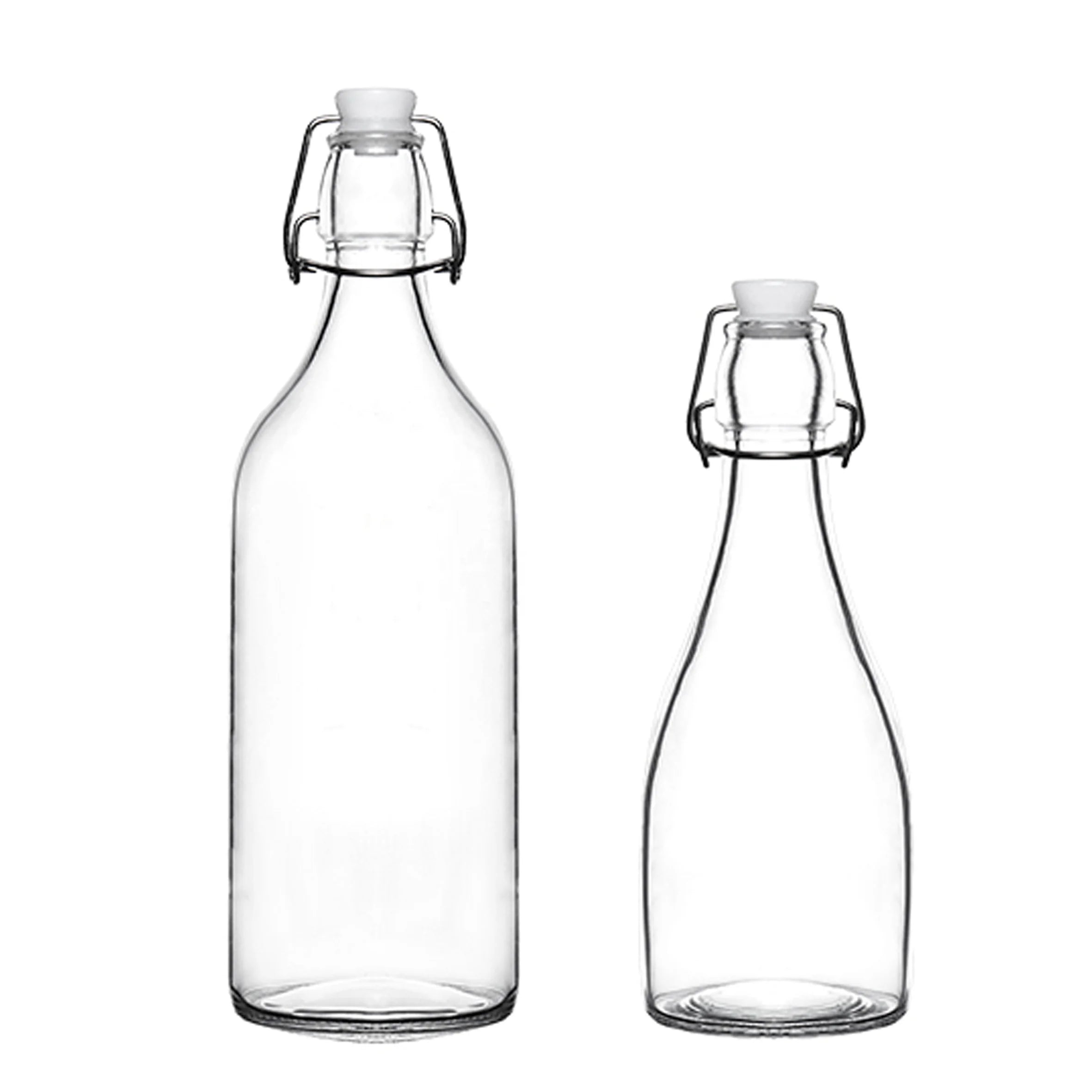 Swing Top Flip-Top Super Flint Glass Bottle for Juice Milk Vodka Tequila Customizable Shape Environmentally Friendly