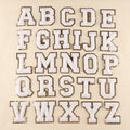 8cm High 8 Colors Chenille Embroidered Alphabet Patches with Glitter A-Z 26 Letter Embroidery Patch