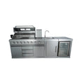 All-in-One Outdoor Stainless Steel Kitchen with BBQ Sink Fridge & Wheels R600a Cooling-for Grilling Enthusiasts