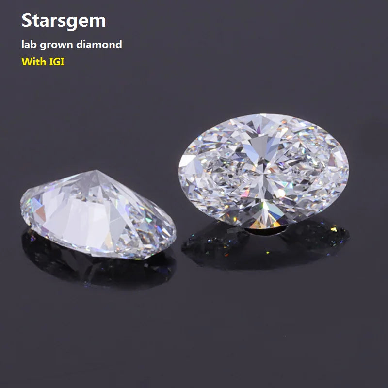 Starsgem Lab Grown Diamond Oval Fancy Shape 2.0cts IGI/GIA Certified Loose Lab Made HPHT CVD Diamond