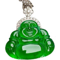 Natural Icy Full Green Feitsui Buddhle Sculpture Male Pendant Myanmar Emperor Green Smiling Buddha Green Jade Buddha Pendant