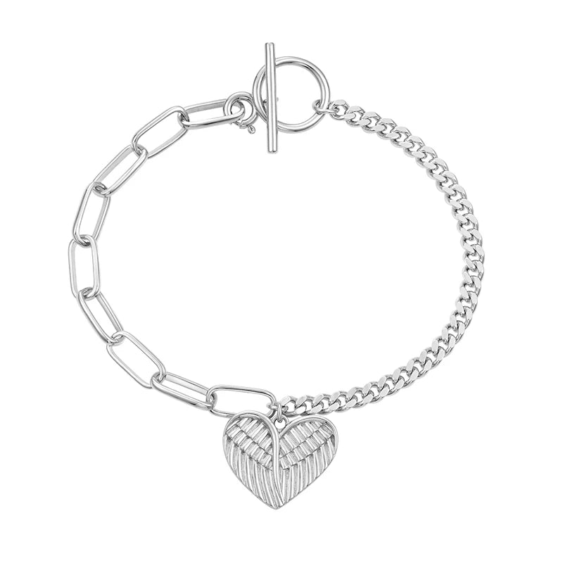 Love Heart Forever Heart Beats Feather  925 Sterling Silver Everyday Custom Design Friendship Bracelets