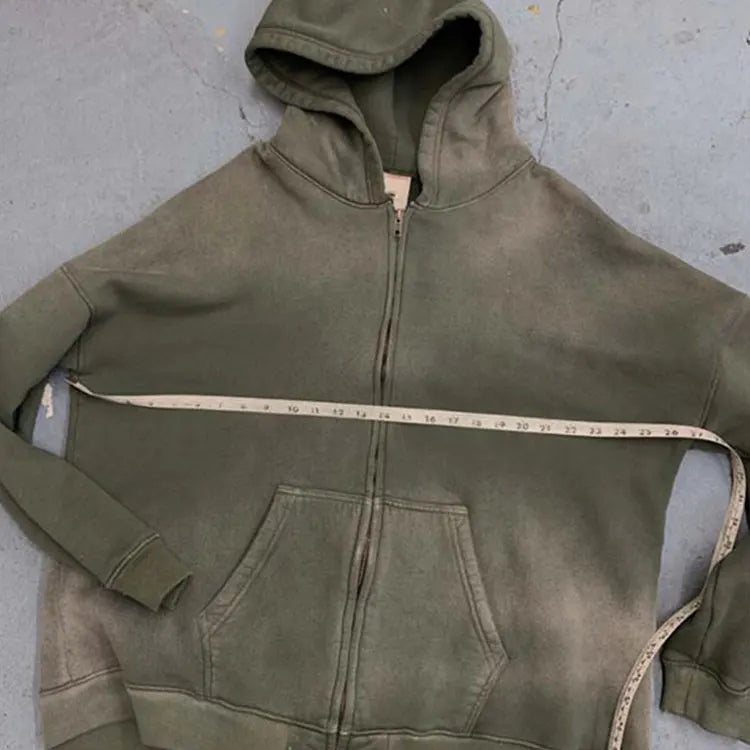Men Cotton Sweatshirts Full Zip up Coat Hooded Zipper Unisex Loose Raglan Sleeve Hoodies