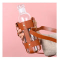 YY PU Leather Drink Cup Carrier Portable Water Bottle Holder Reusable Adjustable Shoulder Cup Strap Carry Sleeve