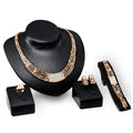 Go Party 4Pcs African Women Fine Jewelry Sets Exquisite Saudi Dubai 18K Gold Plated Full Diamond Bracelet Ring Earring Necklace