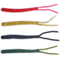 Worm Fishing Lure 12cm 3.2g Plastic Printed Soft Bait Double Tail Trout 3D Eyes with Hooks for River Lake & Stream 6pcs/bag