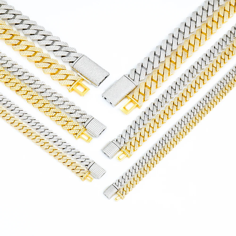 Factory Wholesale Custom Sterling Silver 925 Iced Out Vvs Mossanite Diamond Jewelry Men Moissanite Necklace Cuban Link Chain