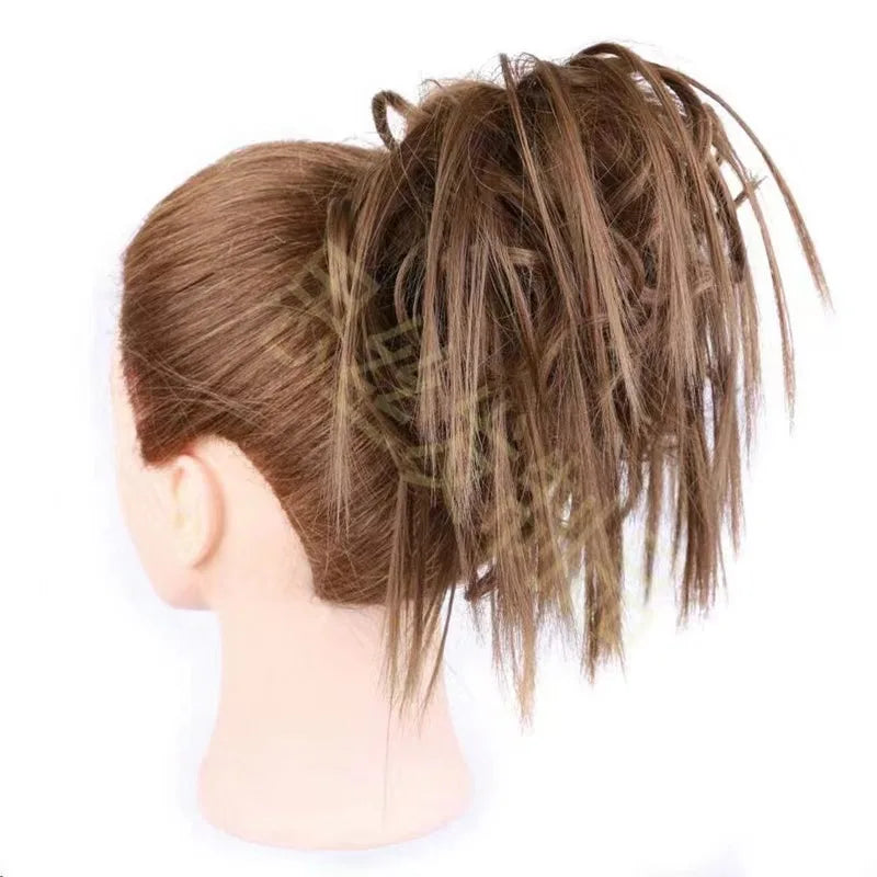 ELI HAIR TC001 Women Girls Curly Synthetic Scrunchie Cocktail Ring Ponytail with 6" Length for Chignon Hair Bun Messy Ponytails