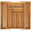 Bamboo Square Kitchen Drawer Utensils Storage Box Tableware Pallet Practical Adjustable Silverware Cutlery Organizer Tray