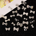 Paso Sico Japanese Alloy 3D Mini Butterfly Bow Nail Art Charms with Diamond Rhinestones & Pearls-Shimmer Finish DIY
