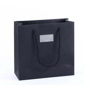 Custom Silver Logo Hot Stamped Eco-friendly Recycled Coated Paper Shopping Bags for Jewelry
