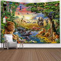 Wall Hanging Tapestry Travel Camping Tapestry Boho Animal Yoga Mat Sleeping Green Plant Print Wall Tapestry Decor
