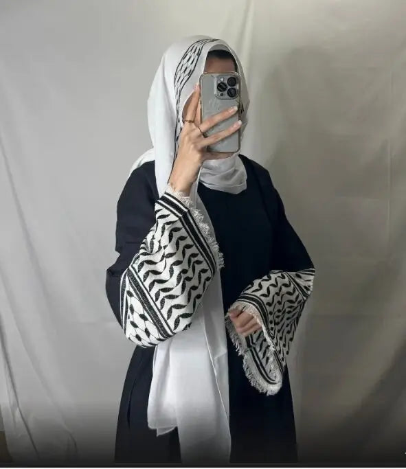 New Wrinkle Soft Crepe Embroidery Muslim Kefiyyeh Abaya Ramadan Tassel Dubai Abaya Women Muslim Dress Modest Islamic Clothing