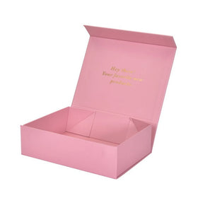 Free Sample Foldable Strong Cardboard Carton Closure Lid Rigid Gift Craft Paper Packaging Magnetic Pink Box