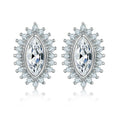 White Marquise Shape Zirconia Stud Earrings 925 Sterling Silver Trendy Rhodium Plated for Wedding Anniversary Party Gift