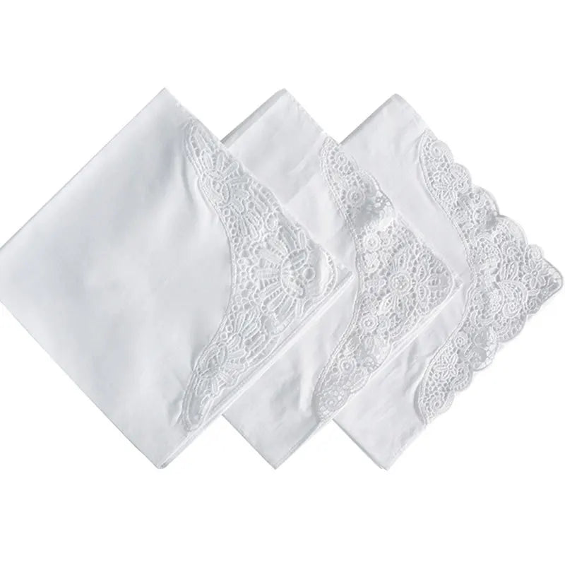 HZO-22056 White Premium Cotton Lace Handkerchiefs Crochet Hankies Women/ladies Wedding Gift