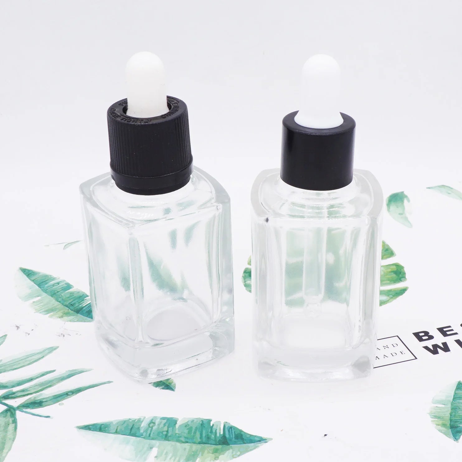 30ml square 15ml Glass Dropper Bottle with Black Lid