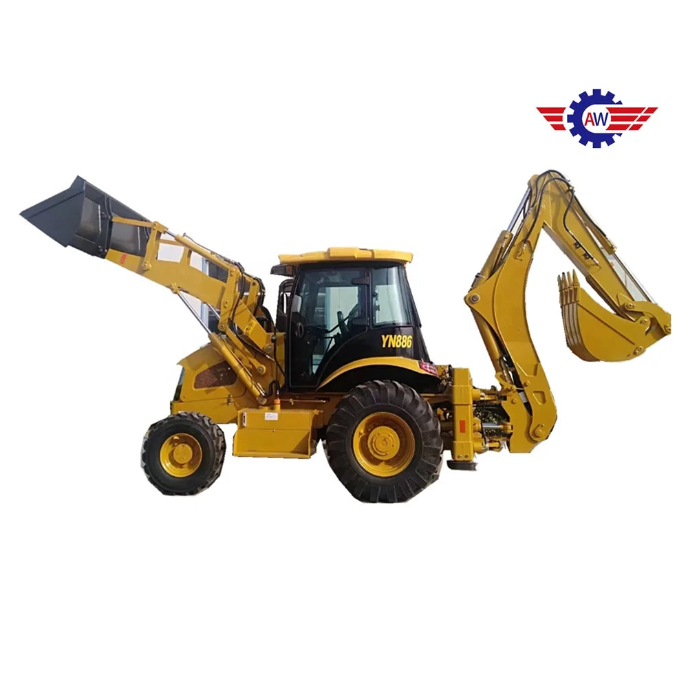 7 Ton 4WD China Heavy Backhoe Loader for Sale  With Front End Loader and Backhoe Digger Shovel
