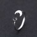 925 Sterling Silver Opening Ring Moon Black Drip Retro Sterling Silver Accessories Wholesale Cool and Versatile