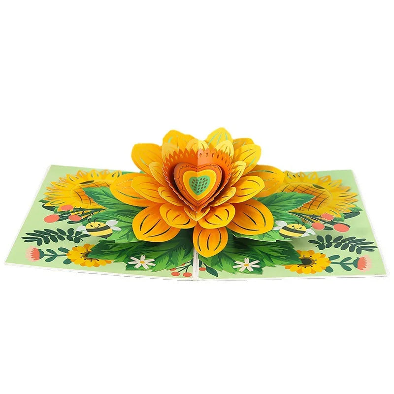 3D Greeting Card Flower Basket Hummingbird Birthday Holiday Message Card Ornament Gift 3D Paper Carving Greeting Card