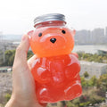 430ml Cute Creative Cartoon Bear PET Plastic Beverage Bottle Custom Color Logo Screen Printed Thick Portable for