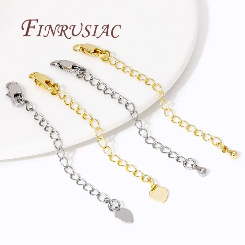 18K Gold Plated Flat Extension Chain Lobster Clasps Connector Jewelry Making Tail Extender Chains DIY Bracelet Necklace
