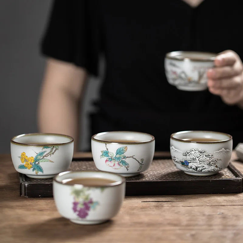 Ru Ware Single Cup Personal Cup Vintage TeaCup Supportable  Kung Fu Tea Cup Ceramic Mug Mug Ceramic