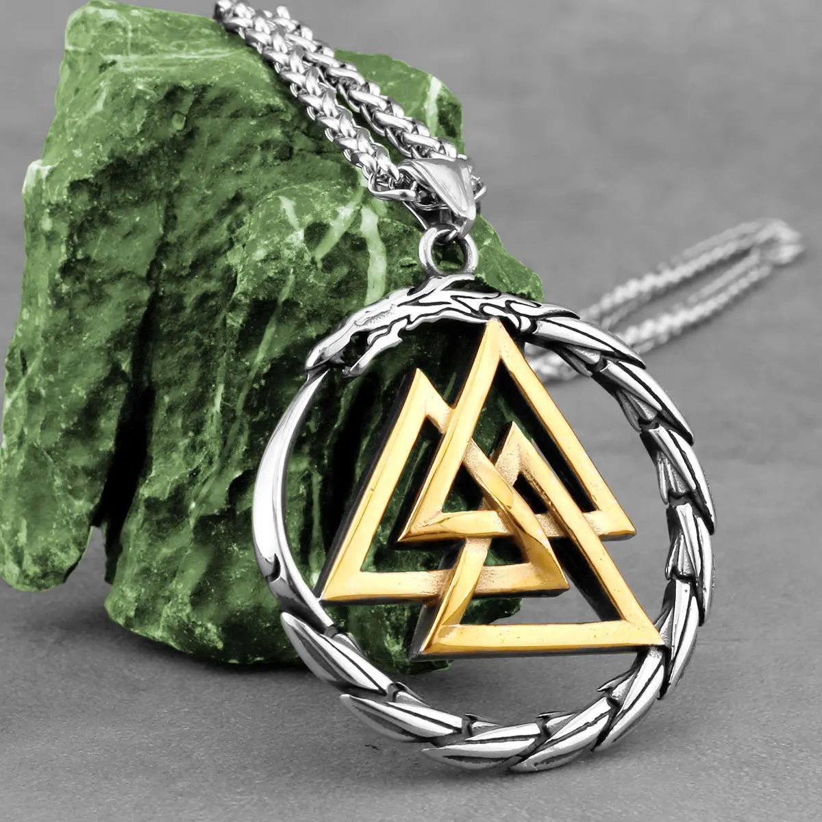 MECYLIFE Viking Statement Jewelry Big Ouroboros Dragon Necklace Mens Viking Valknut Necklace