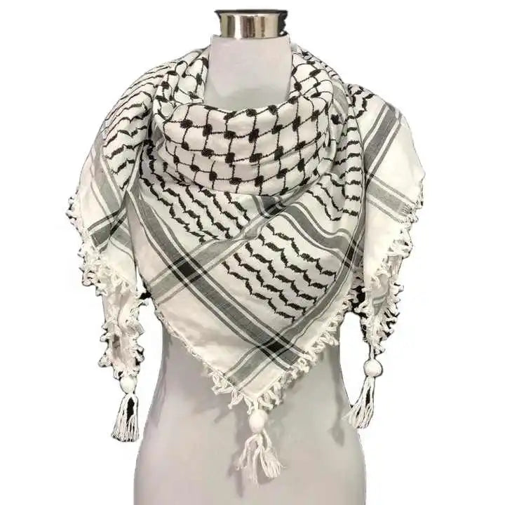 New Four-sided Flowing Arab Turban Lace Jacquard Tactical square Outdoor Muslim Decorative Scarf